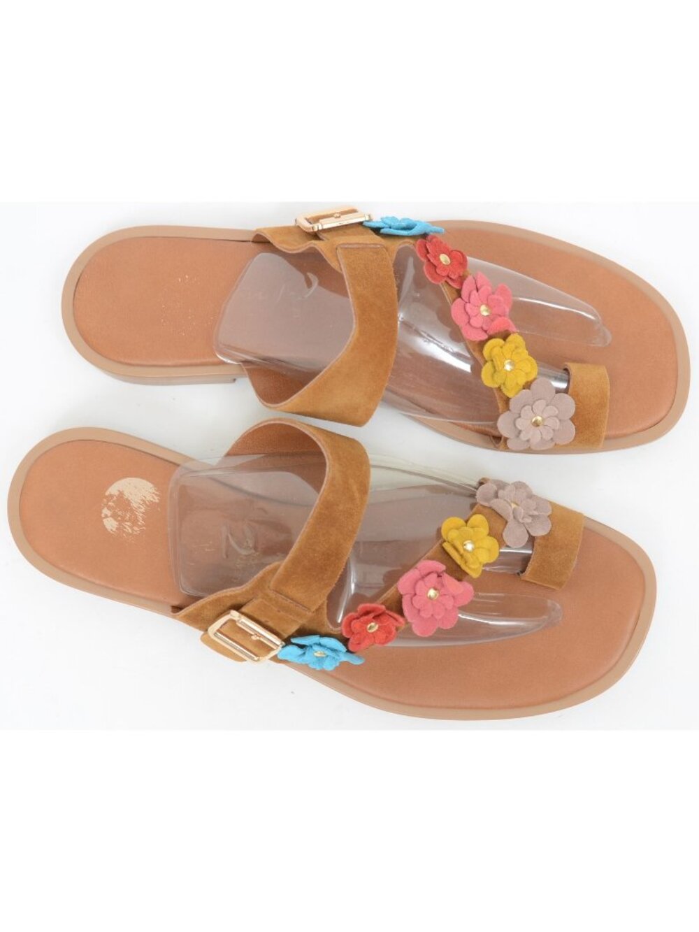 Avellini Women's Funky Flowers Boho Hippie Flat Toe Ring Sandals US 6.5/7 EUR 37